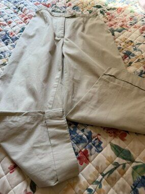 Talbots Khaki Cuffed Pants- size 2P- button front- 100% cotton